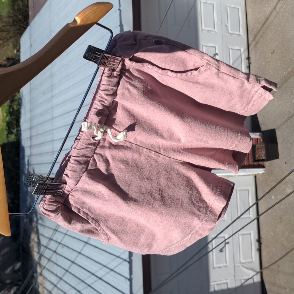 Oeuf 4Y Jersey Shorts Kids Pockets Mauve Summer Girls Boys Pima Cotton